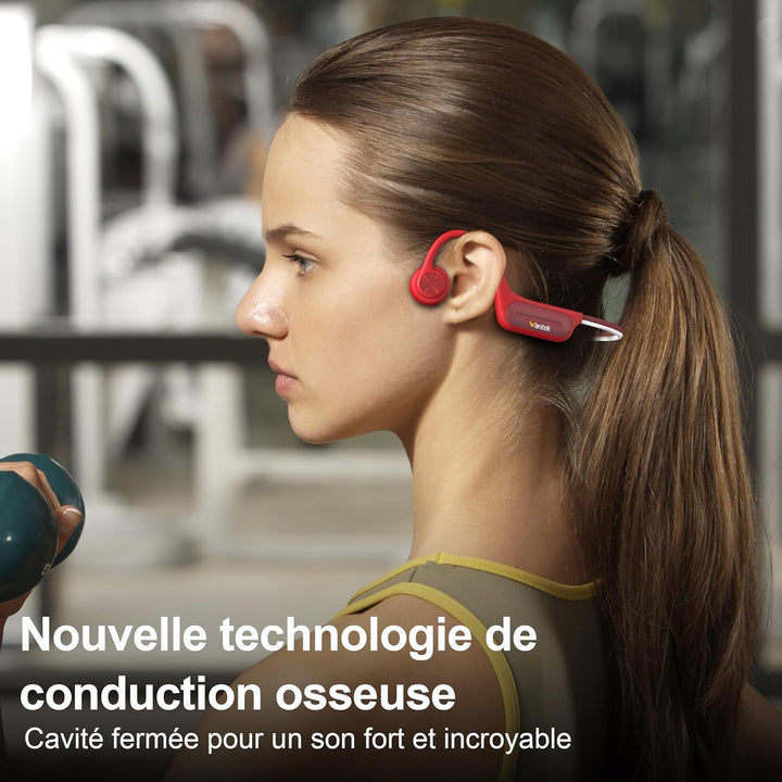 Wantek Open Ear Knochenschall Kopfhörer Bluetooth 5.3, Kabellos IP68 Wasserdicht mit Lange Akkulaufz