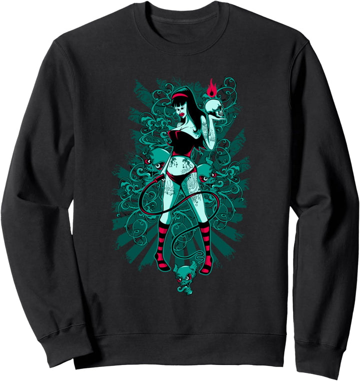 Sexy Girl mit Peitsche, Gerte Comic Skull Damen Domina Sweatshirt