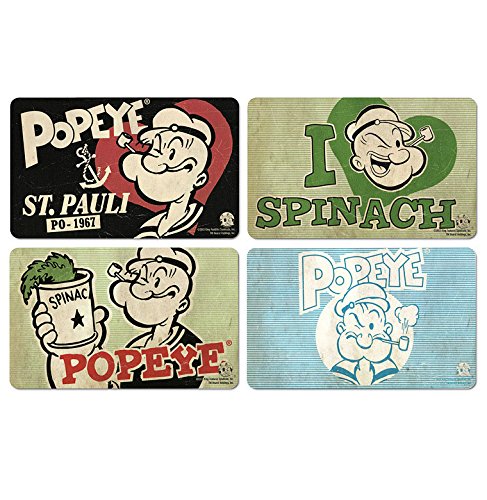Popeye der Seemann Frühstücksbrettchen Set - vier Frühstücksbrettchen im Set - Lizenziertes Original