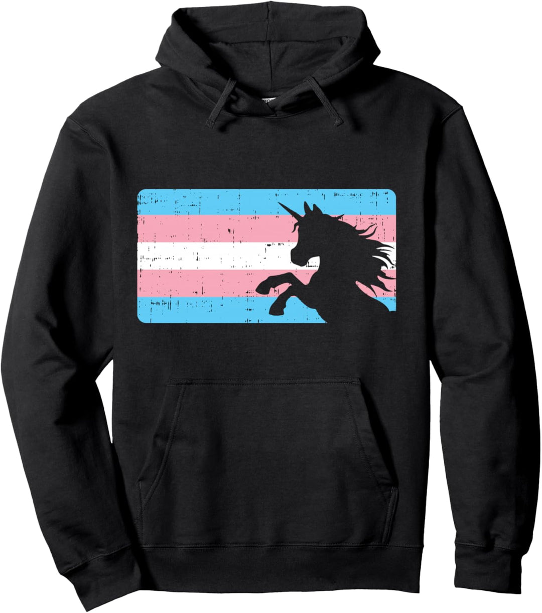 Trans Flag Unicorn Transgender Transexual Pride LGBT Gift Pullover Hoodie