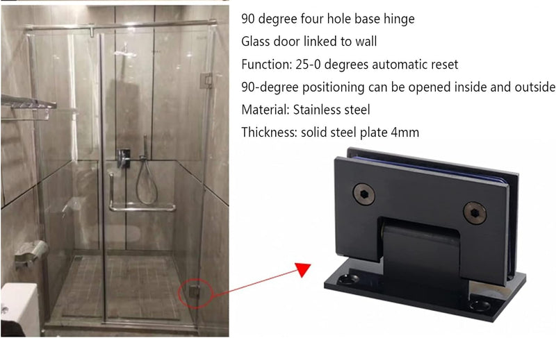 WANLIAN 90°Grad Heavy Duty Bad Klammer, Glas Dusche Türen Scharnier, Edelstahl Glastür Scharnier Qua