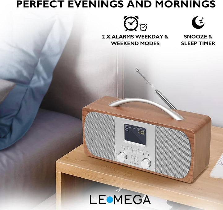 Tragbares DAB Radio | Digitalradios netz- und Batteriebetrieben | DAB Radiowecker | UKW-Radio,Blueto