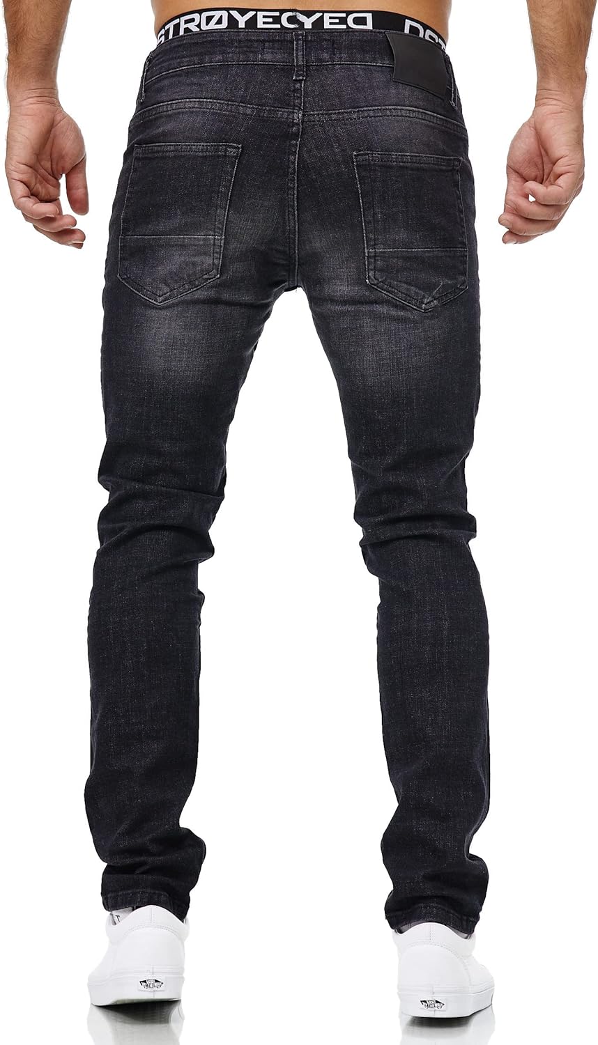 MERISH Jeans Herren Slim Fit Stretch Jeanshose Designer Hose Denim 9148-2100 33W / 32L 1509-4 Schwar