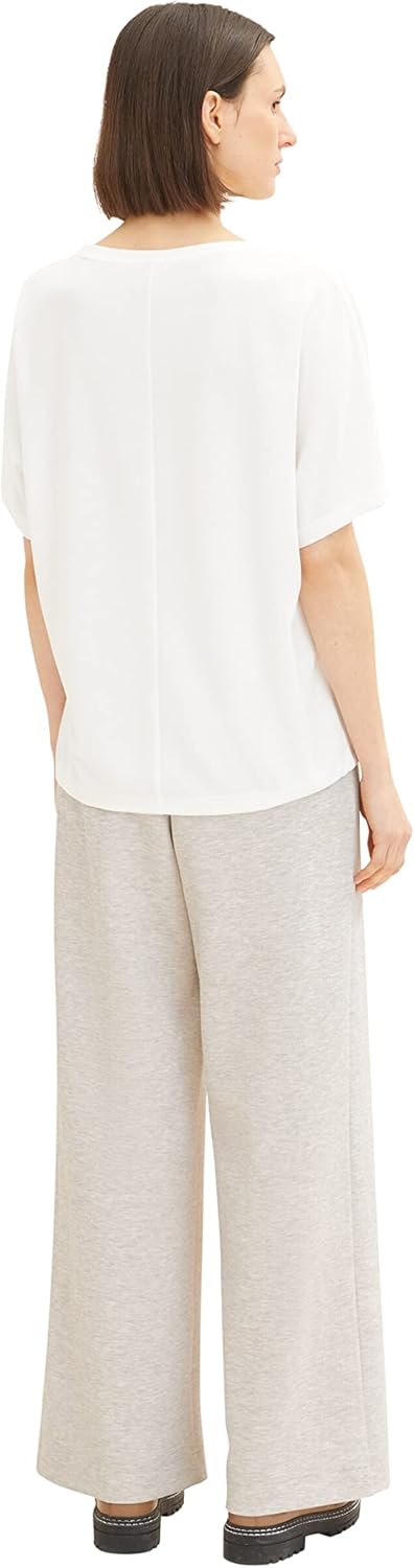 TOM TAILOR Damen Basic T-Shirt mit Bindedetail S 10315 - Whisper White, S 10315 - Whisper White