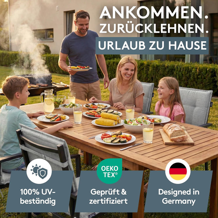 LILENO HOME Gartenstuhl Auflagen als [1er Set - Niedriglehner] in Uni Mittelgrau (Tami) - Bequeme Li