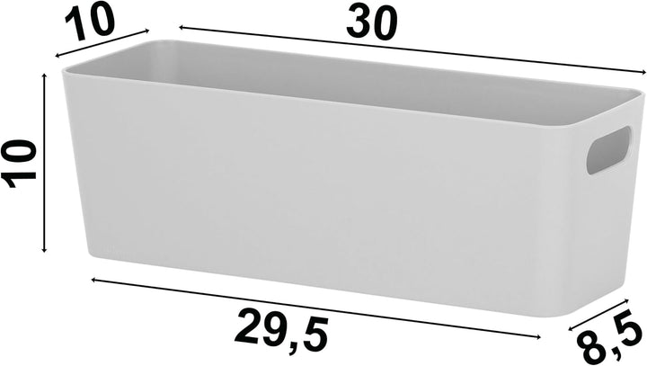 9x Ordnungsbox 10cm hoch GRAU 30x10x10cm 2L Schublade Kunststoff Korb Kiste Grau 30x10x10 - 9 Stück,