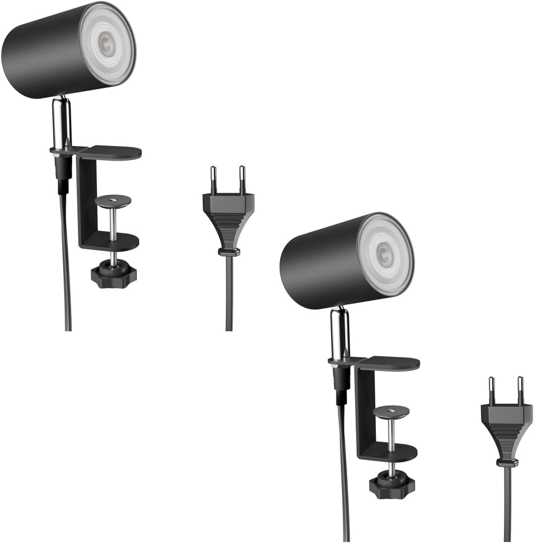 ledscom.de Klemmlampe WAIKA, Schalter, schwarz matt, inkl. LED GU10 Lampe, 3-Stufen Dimmen: max. je