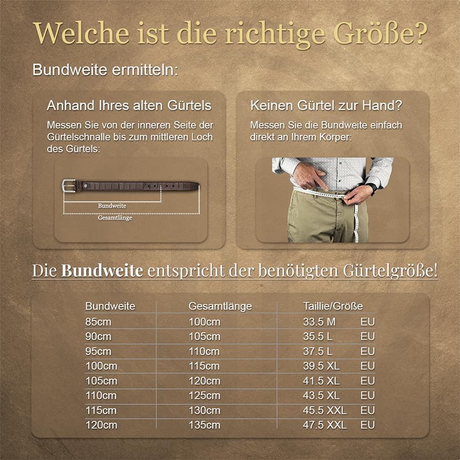 LINDENMANN Leder-Gürtel Herren 33 mm Vollleder braun 90 Dunkelbraun, 90 Dunkelbraun