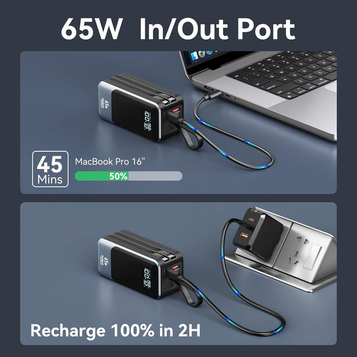 Selore&amp;S-Global 65W Powerbank 18400mAh USB-C PD Schnelllade Power Bank mit integriertem USB-C &amp; Ligh
