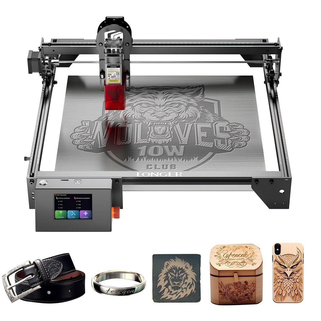 Longer Laser Gravurmaschine & Cutter 10W – Upgrade Edition mit 24.000 mm/min, 3,5" Farb-Touchscreen,
