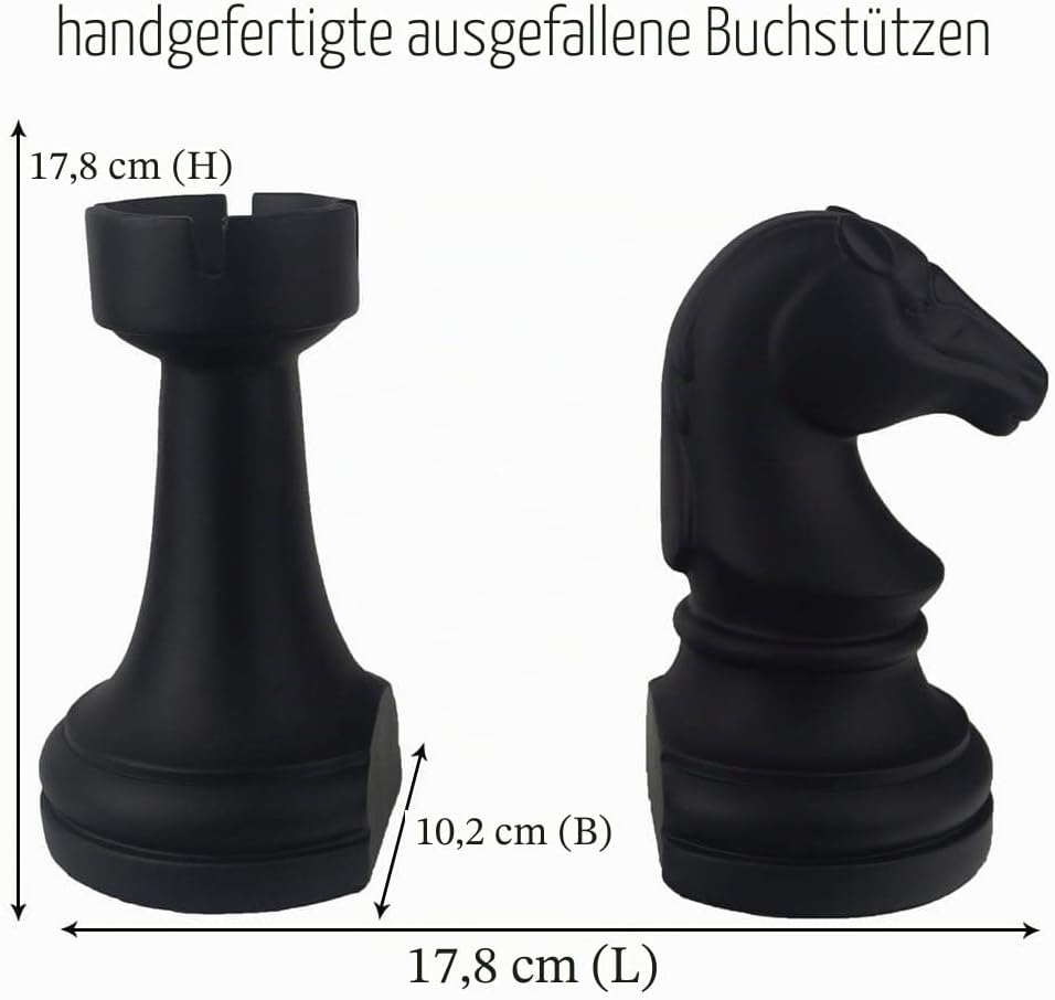 Dekorative Buchstützen, Schach-Buchstützen, Schwarze Buchstützen, einzigartige Buchstützen, Dekorati