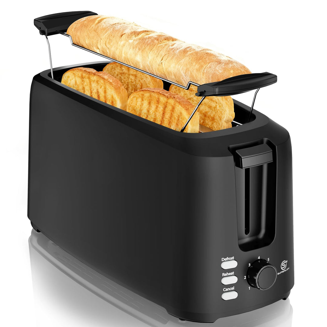 Toaster Langschlitz Toaster 4 Scheiben 7 Bräunungsstufen Auftaufunktion Aufwärmfunktion Herausnehmba