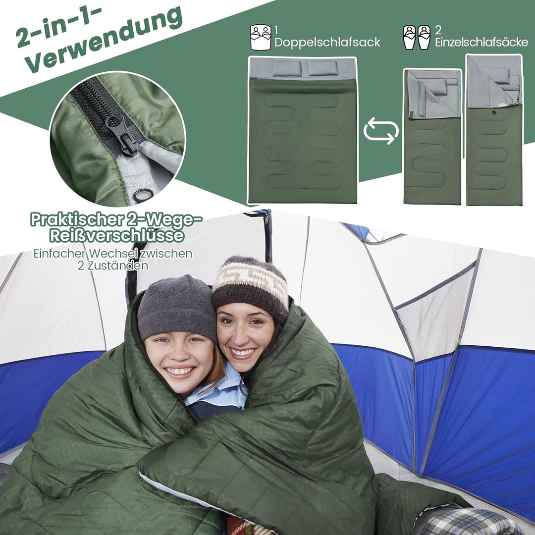 GOPLUS Schlafsack Deckenschlafsack Hüttenschlafsack Doppelschlafsack Reiseschlafsack Trekkingschlafs