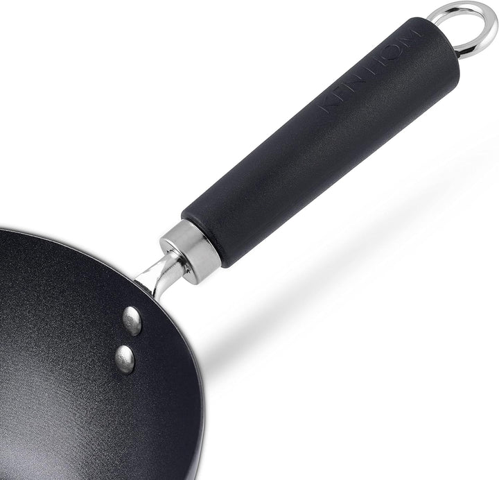 Ken Hom KH427001 Carbonstahl Wokfanne, 27cm, Excellence, Wok Induktion, Phenolischer Griff, Spülmasc