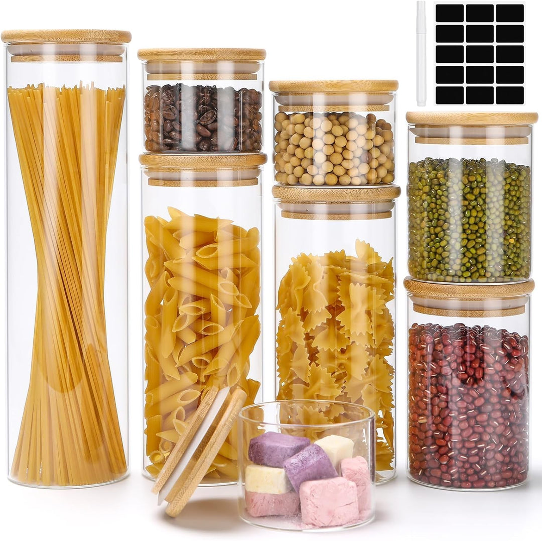 Lannvan Vorratsgläser mit Deckel, 8er Set Vorratsdosen Glas Aufbewahrungsgläser Luftdicht, Vorratsgl