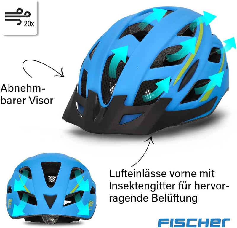 FISCHER Unisex – Erwachsene Urban Lano Fahrradhelm L/XL, 58-61 cm Blau-Gelb, L/XL, 58-61 cm Blau-Gel