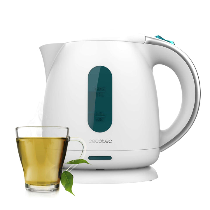 Cecotec Wasserkocher, 1 L Kapazität, Thermosense 140 White, 2200 W, Schnelles Erhitzen, Anti-Kalk-Fi