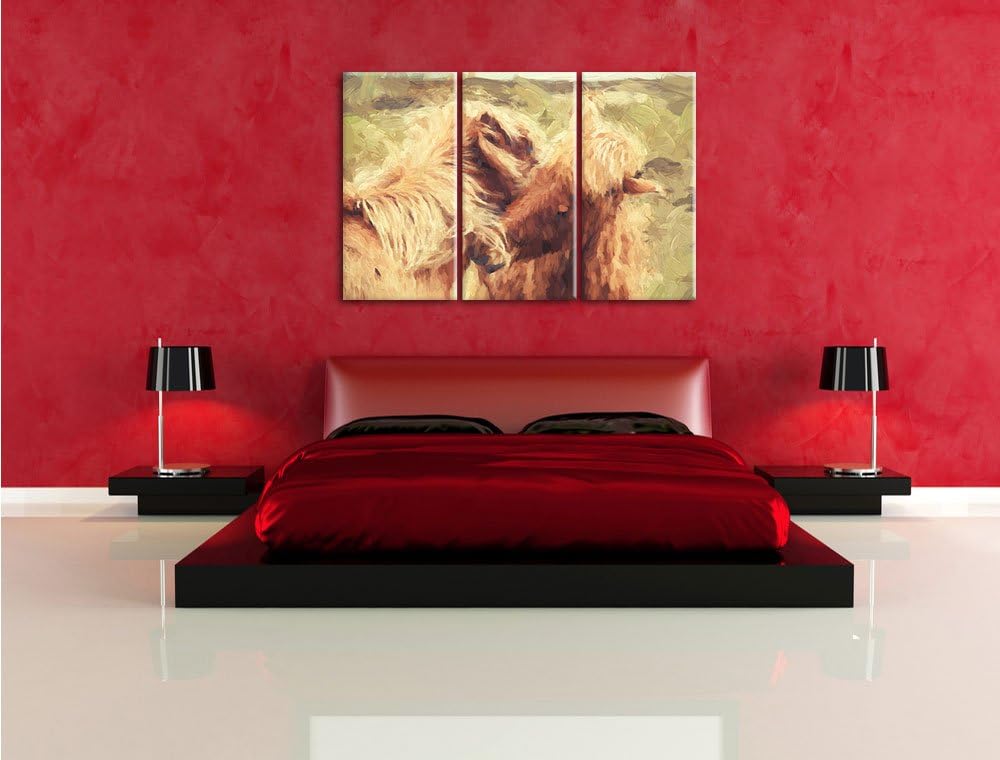 Pixxprint Islandpferde Pony Kunst als Leinwandbild/Grösse: 3 Teilig (120x80 cm) cm/Wandbild/Kunstdru