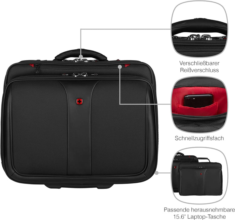 Wenger Patriot 2-TLG Laptop Trolley für Notebook bis 17 Zoll, herausnehmbare Laptoptasche 15,6 Zoll,