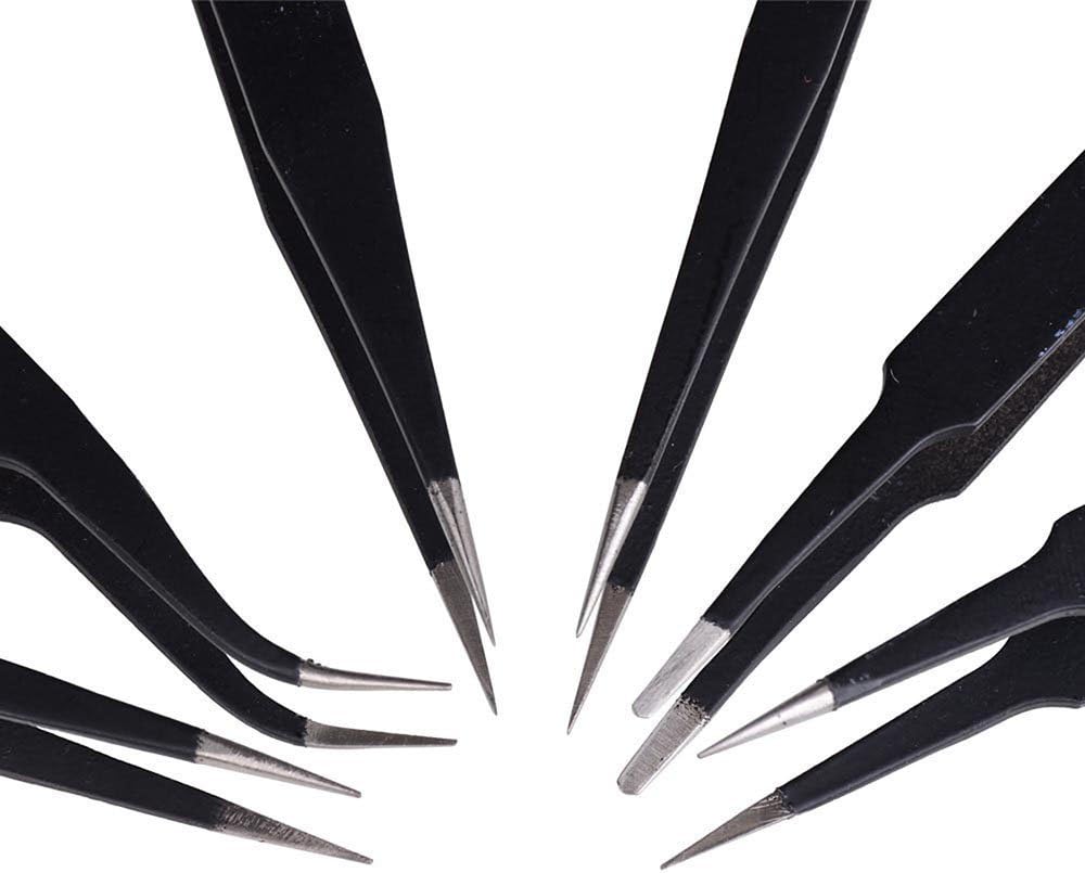 DollaTek 6pcs ESD Anti-Static Edelstahl Pinzette Set Wartung Repair Tool Kit für Computer, Elektroni