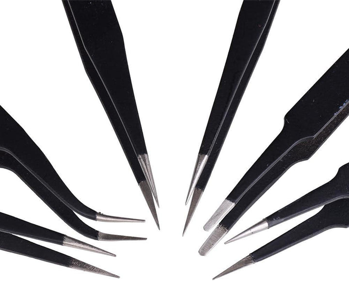 DollaTek 6pcs ESD Anti-Static Edelstahl Pinzette Set Wartung Repair Tool Kit für Computer, Elektroni