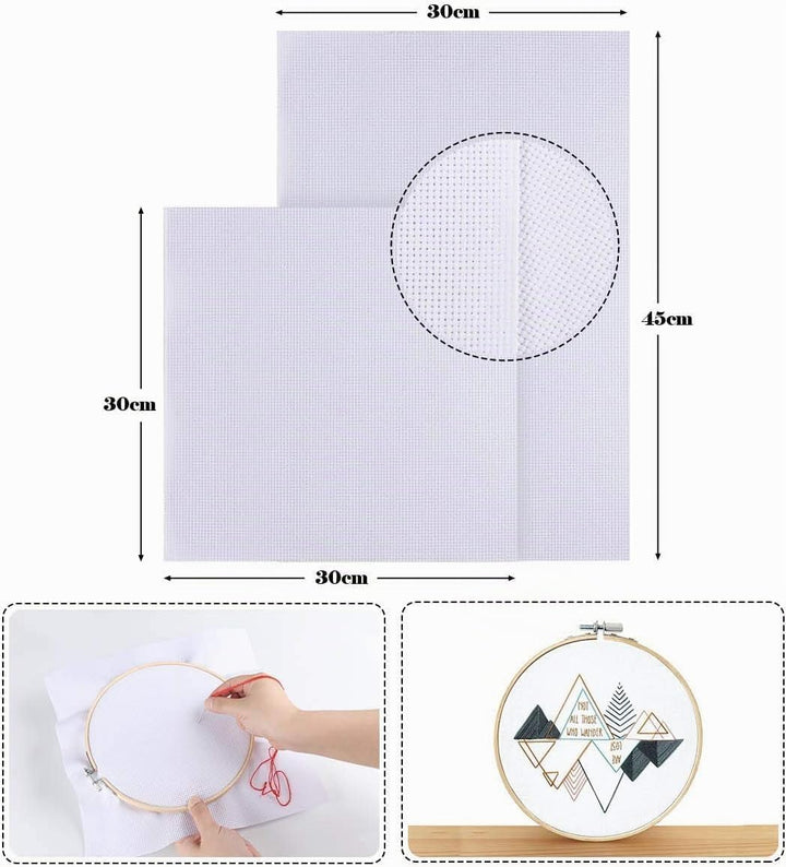 ilauke Stickgarn set 100 Farben,Kreuzstich Set mit Jutebeutel,Rahmen aus Bambus,Embroidery Floss Mul