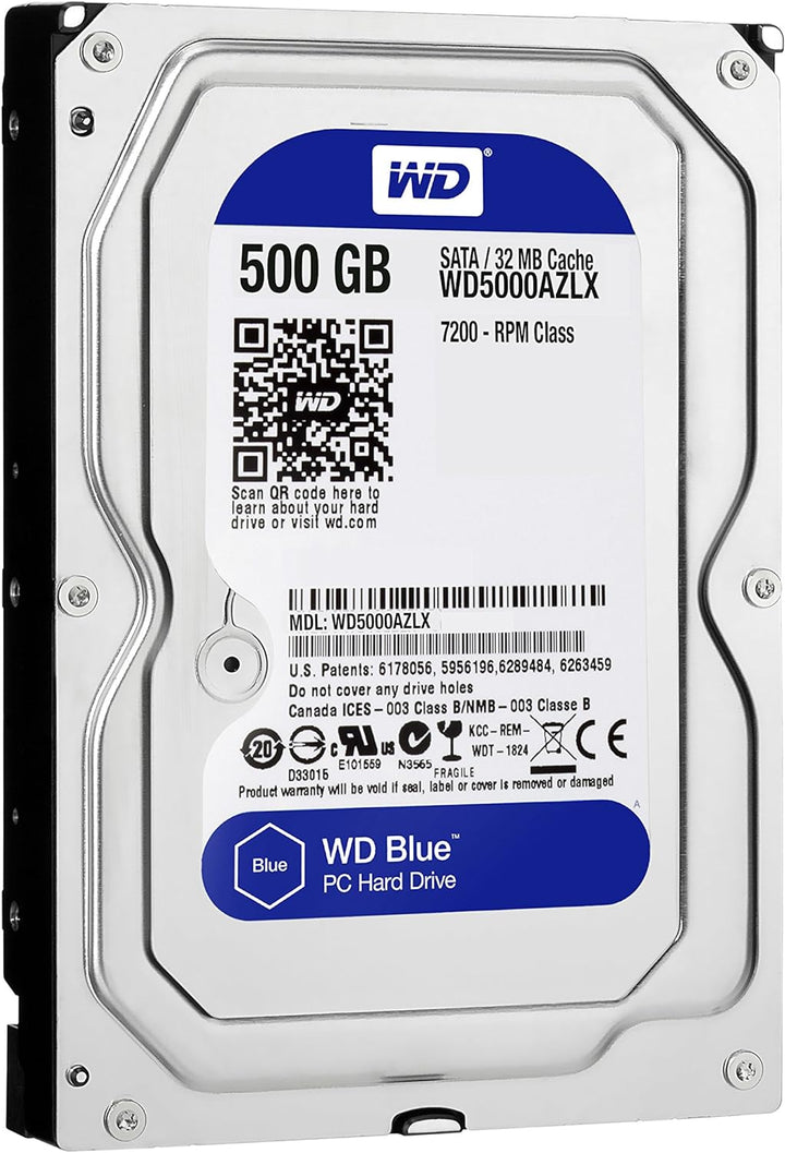 Western Digital WD Blue 500GB SATA 6GB/S HDD Internal 8, 9cm 3, 5Zoll Serial ATA 32MB Cache 7200 RPM