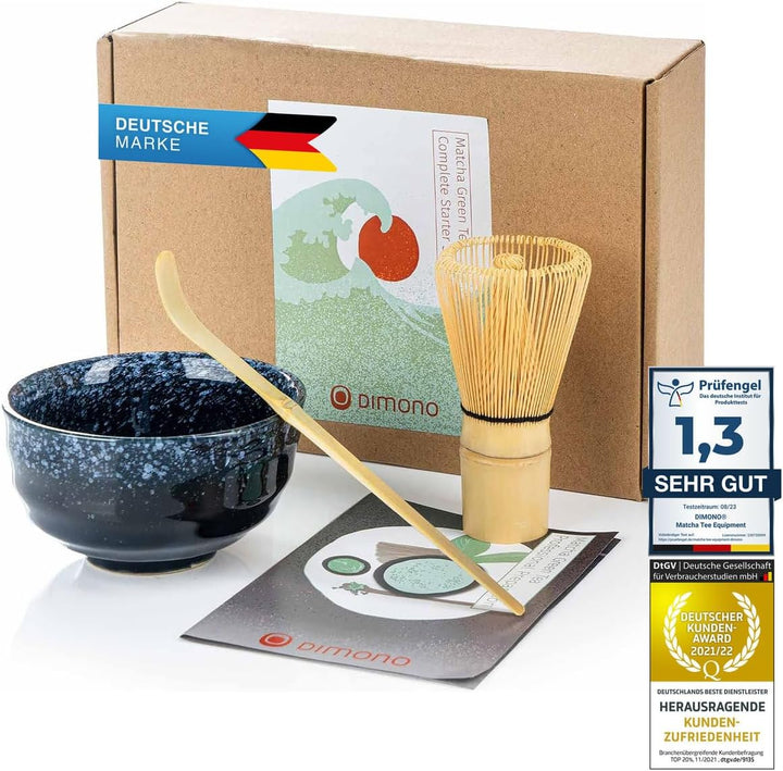 Dimono Original Matcha Tee-Set mit Matcha-Schale, Bambus-Besen & Dosierlöffel - Das Teezeremonie Ges