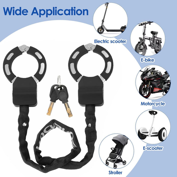 E Scooter Schloss - Handschellenschloss mit Schlüssel, Fahrradschloss für E Scooter mit Gummi-Lock-H