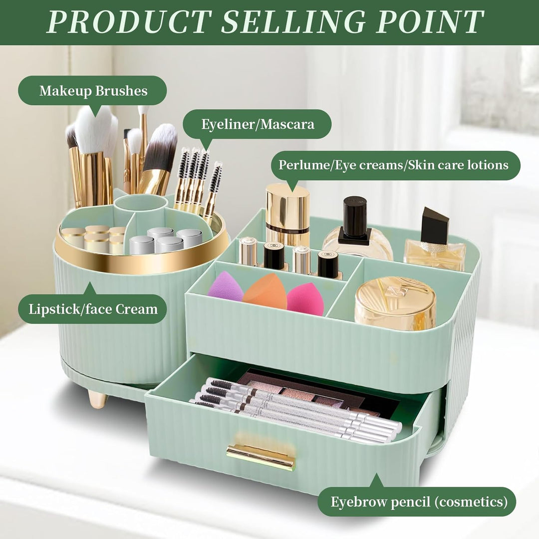 Cinnani Make Up Kosmetik Organizer, 360° Drehbarer Multifunktionale Kosmetikaufbewahrung,Beauty Orga