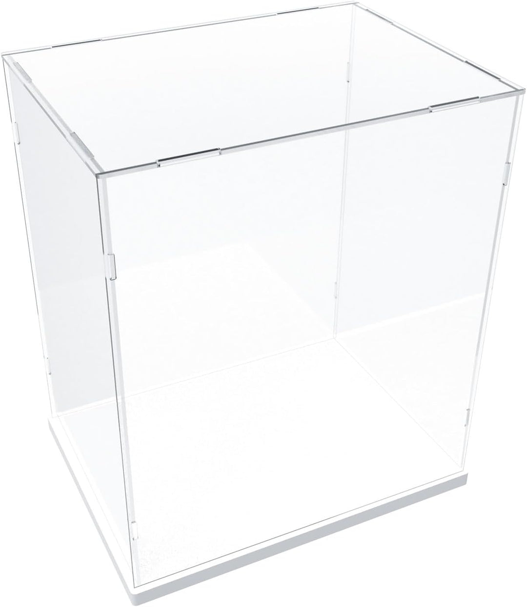 Nynelly Vitrine für Sammler, Vitrine aus Acryl für Figuren, transparente Acrylbox mit weisser Basis,