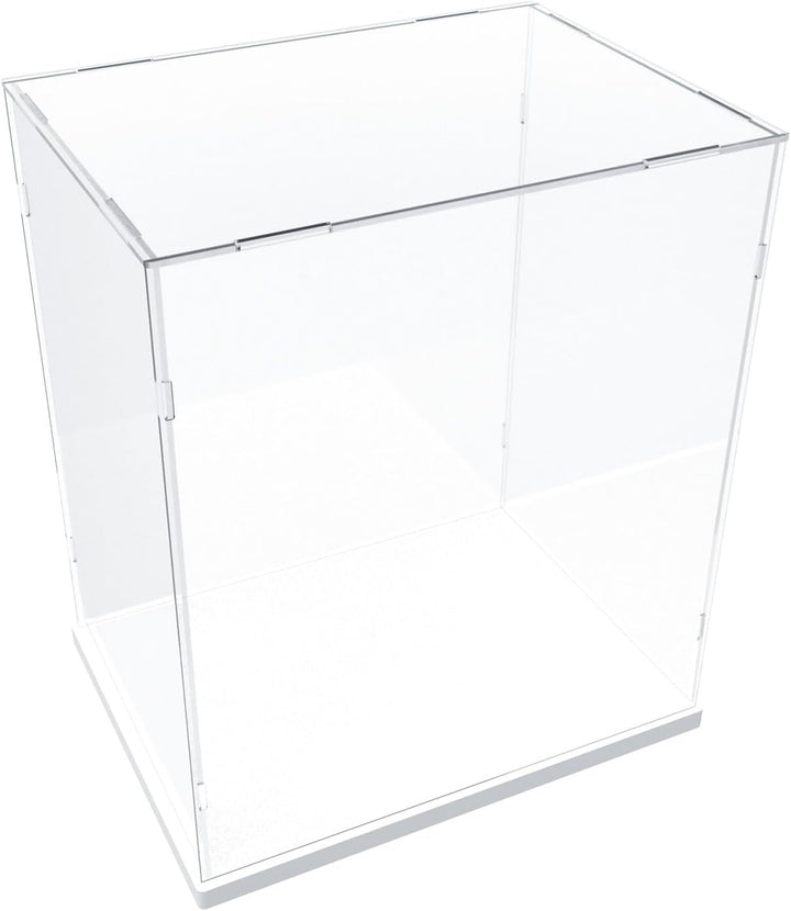 Nynelly Vitrine für Sammler, Vitrine aus Acryl für Figuren, transparente Acrylbox mit weisser Basis,