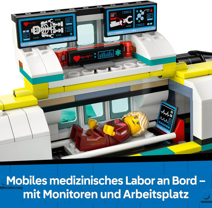 LEGO City Notfallrettungsflugzeug – Set mit Flieger, Schneemobil und 4 Mini-Figuren: Rettungssanität