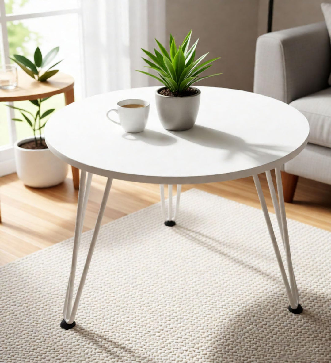 johgee 2 Stück Beistelltische Holz Rund, Couchtisch Rund Set, Sofatisch, Ø 50 cm und Ø 40 cm, Geeign