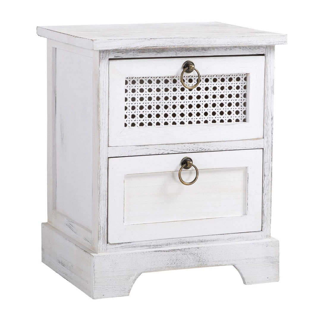 CARO-Möbel Nachttisch IRMA Nachtschrank Nachtkonsole mit 2 Schubladen weiss Shabby Chic Vintage Desi