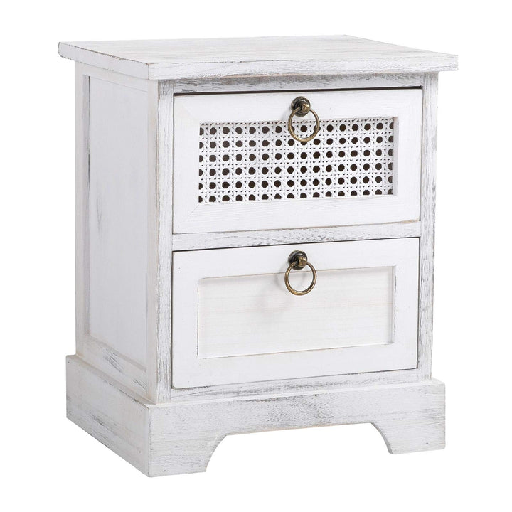 CARO-Möbel Nachttisch IRMA Nachtschrank Nachtkonsole mit 2 Schubladen weiss Shabby Chic Vintage Desi
