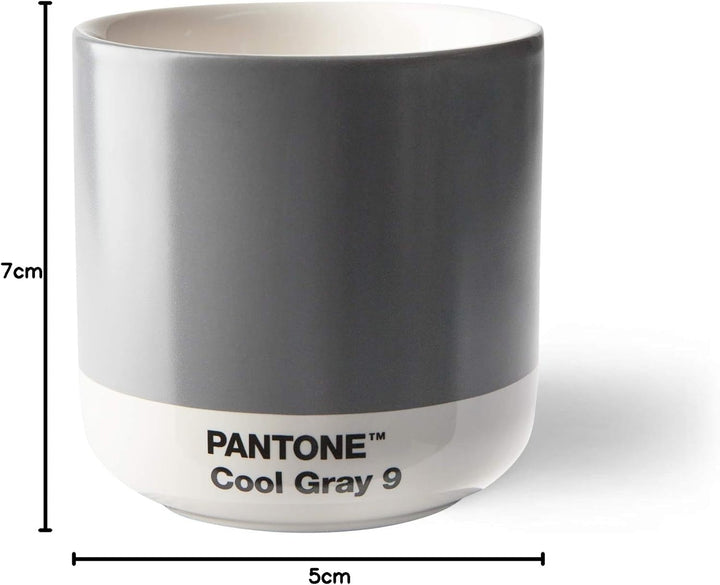 Pantone doppelwandiger Porzellan-Thermobecher Cortado, ohne Henkel, 190ml, Gray 9, Cool Grey 9