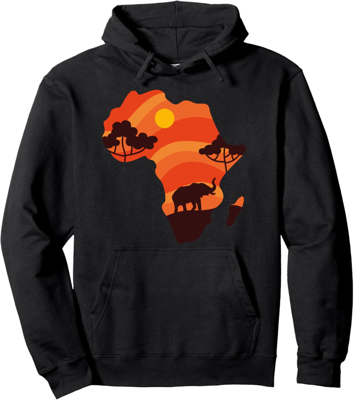 Afrika Safari Zoo Tier Savanne Sonnenuntergang Elefant Pullover Hoodie