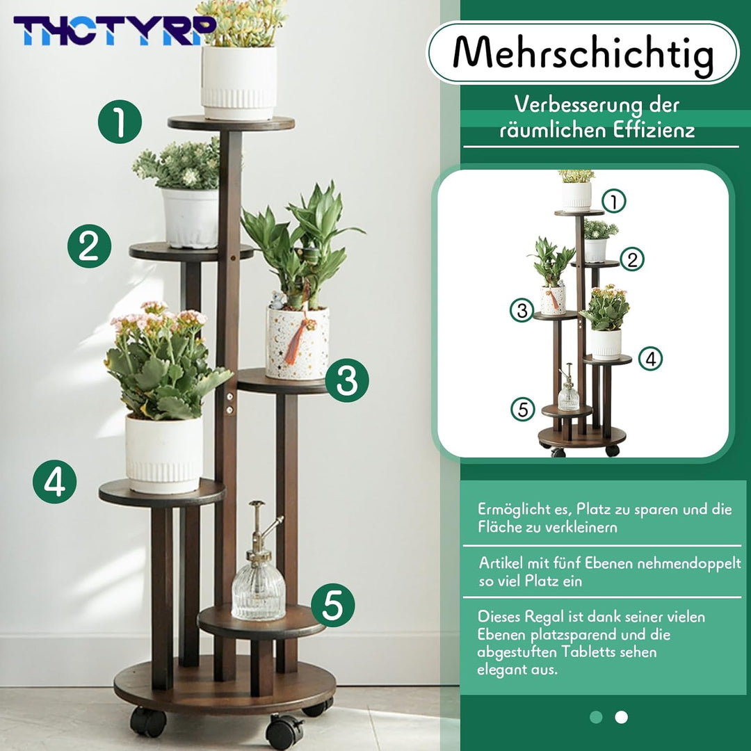 THCTYRP Hoher und niedriger Bambus-Blumenständer, Scheibenblumenständer, Pothos-Blumentopfständer mi