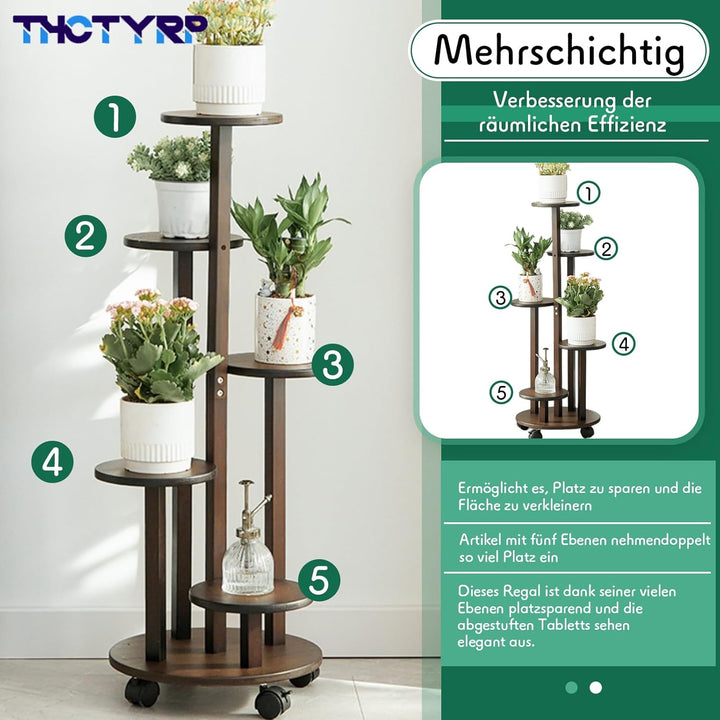 THCTYRP Hoher und niedriger Bambus-Blumenständer, Scheibenblumenständer, Pothos-Blumentopfständer mi