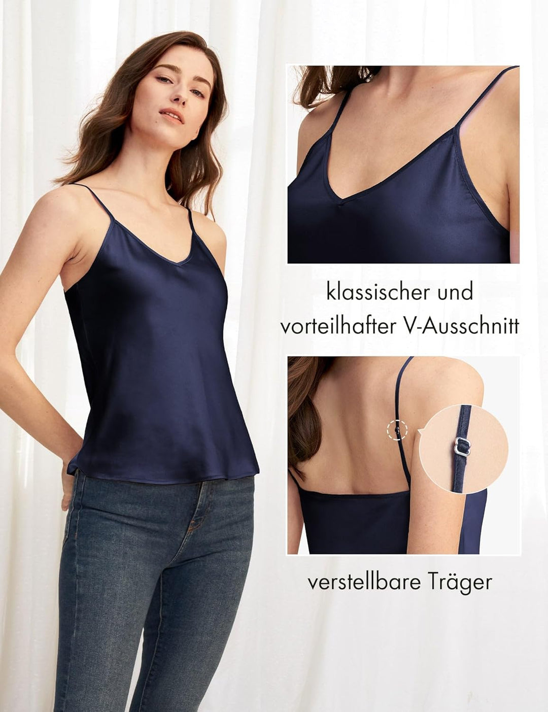 LilySilk Seidentop Sexy Seide Unterhemd Top Schlicht Trägertop Damen Camisole 100% Seiden Cami Tops