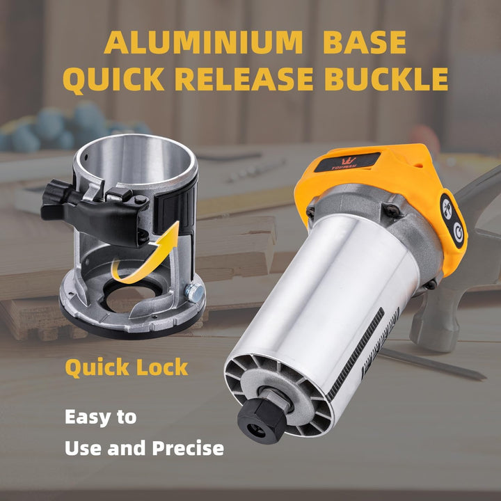 TOPWAY Bürstenloser kabelloser Handfräser für Holzschneider, 18 V, kompatibel mit DEWA.. DCB184 Akku