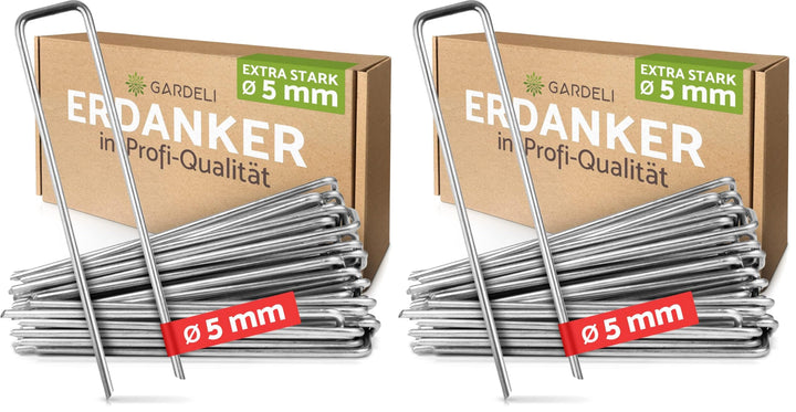 Anti-Rost Erdanker (Ø 5 mm) für extrem Harte Böden – Unglaublich Stabiler, verzinkter Stahldraht (ro