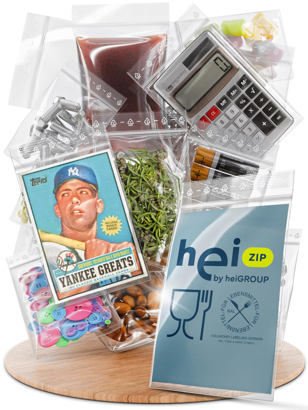 HeiGroup - HeiZip 1000 x Druckverschlussbeutel 110 x 220 mm - ca. 0,6l, 90 my (extra stark), lebensm