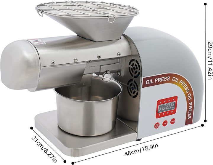 Automatische Ölpresse, 1800W Ölpresse für Zuhause 0-300°C Ölpresse Elektrisch Leistung 5-8kg/H Öl Pr