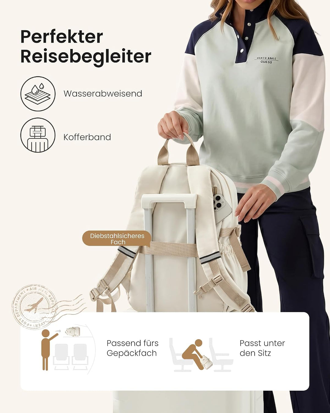 LOVEVOOK Rucksack Damen mädchen, Leichter Schulrucksack Teenager mit grossem 1.2L Trinkflaschenhalte