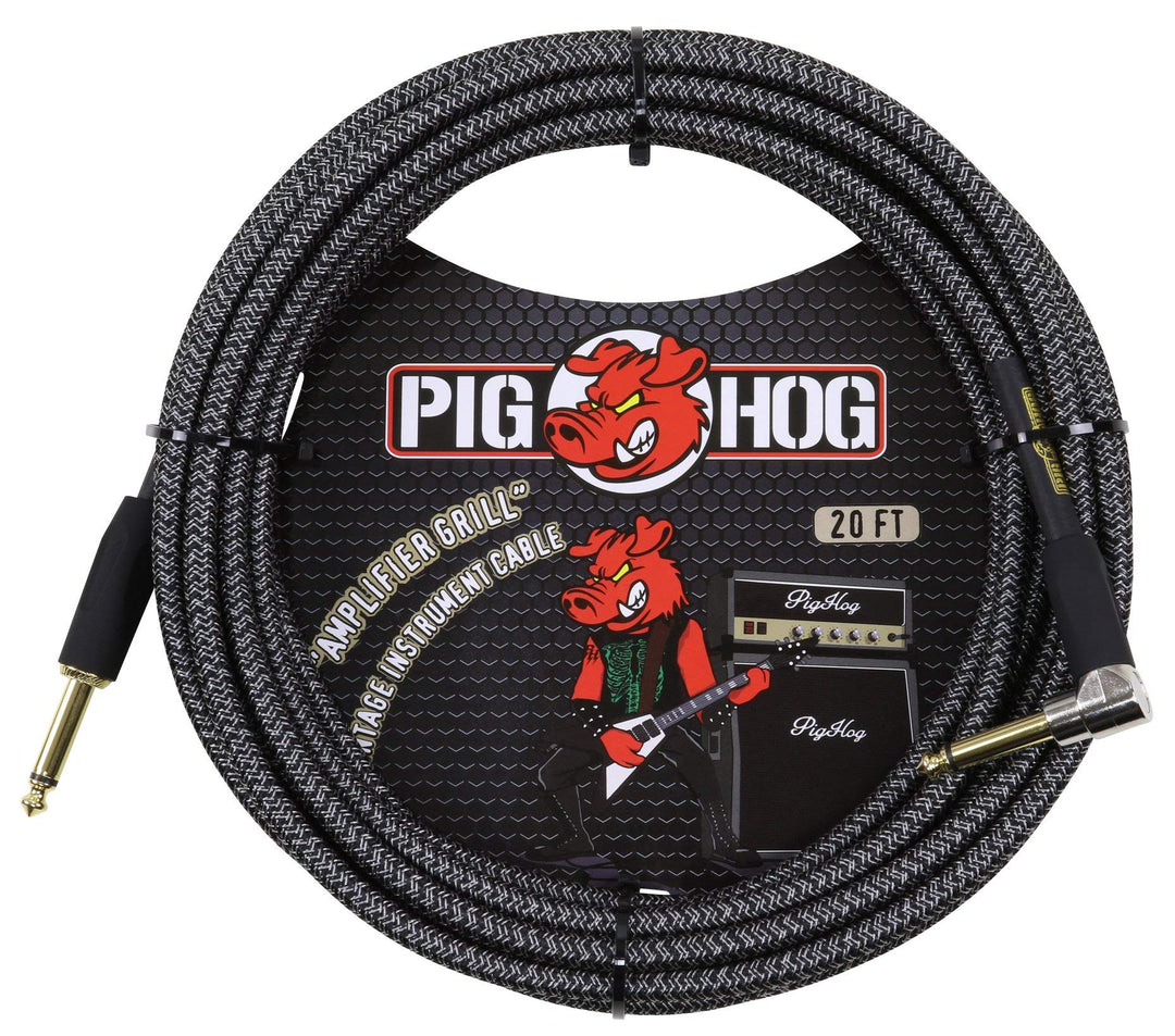 Pig Hog Gitarren-Instrumentenkabel, rechtwinklig, 6,35 mm auf 6,35 mm Verstärkergrill 20 feet Verstä