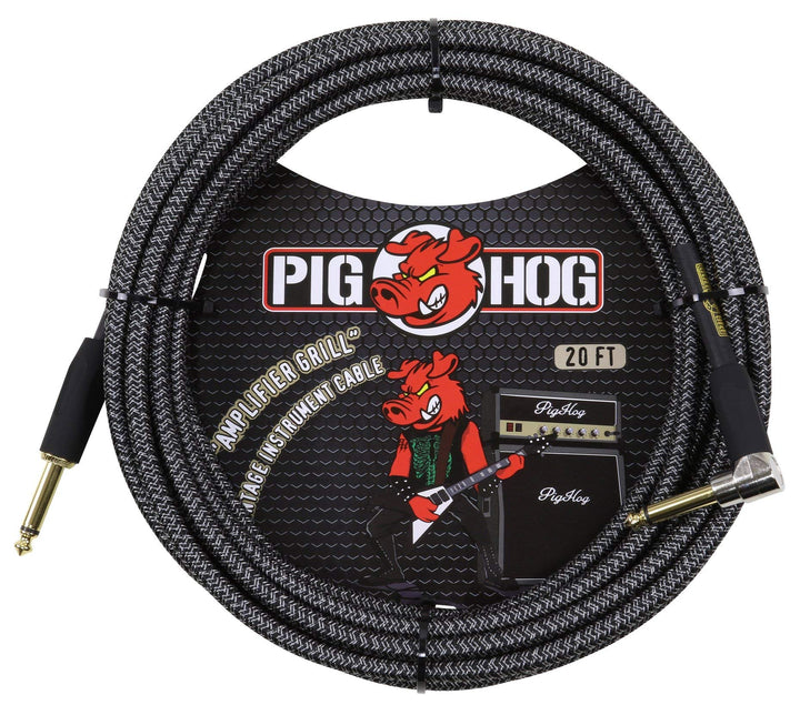 Pig Hog Gitarren-Instrumentenkabel, rechtwinklig, 6,35 mm auf 6,35 mm Verstärkergrill 20 feet Verstä