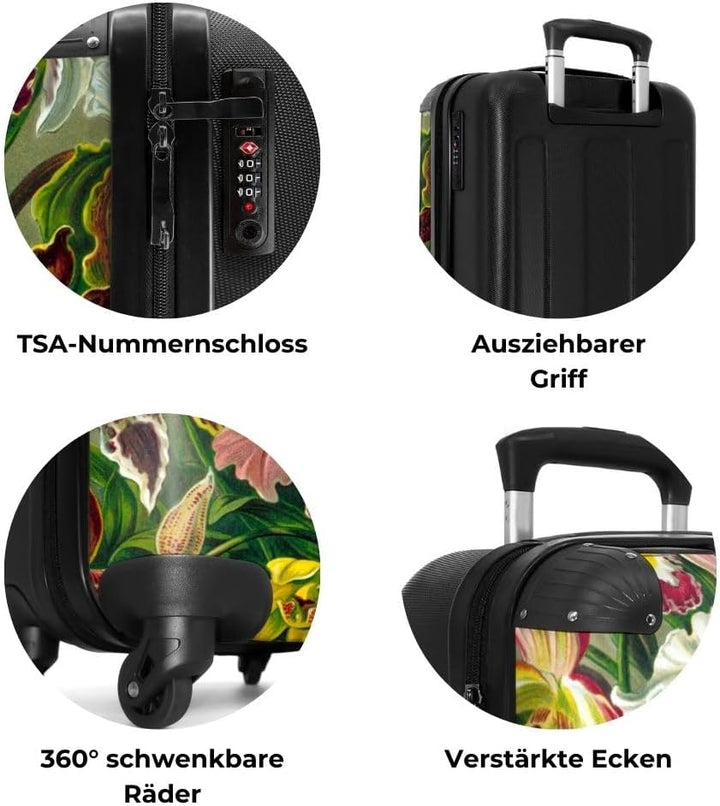 NoBoringSuitcases.com® Koffer Handgepäck Trolley Rollkoffer Kleine Reisekoffer - Blumen - Kunst - Ha