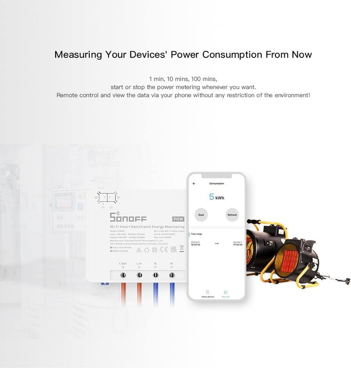 SONOFF POW R3 25A Energiemessung WiFi Smart Switch Überlastschutz Energieeinsparung Reichweite in Sp